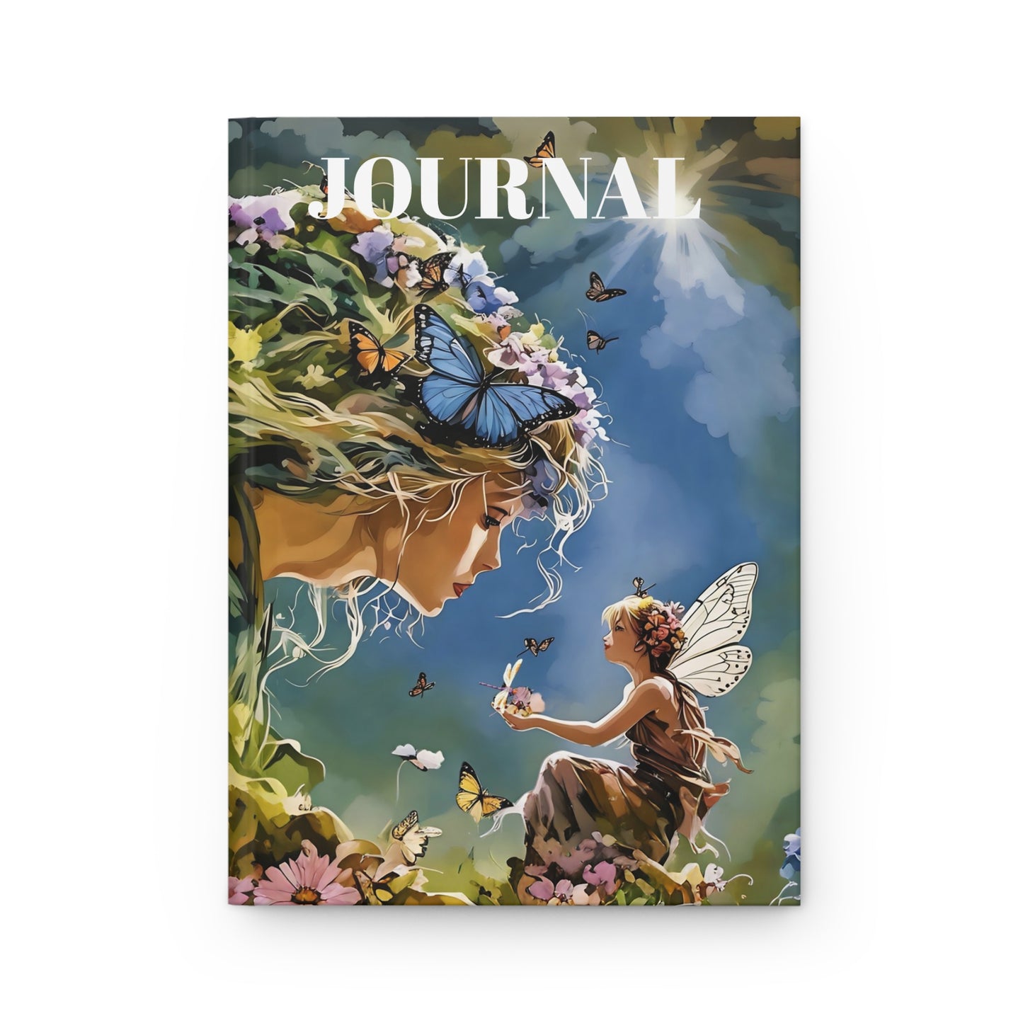 Hardcover Journal Matte - Nature Fairy Thanking Goddess Art Cover
