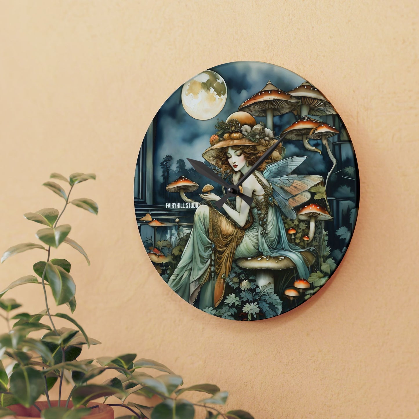 Acrylic Wall Clock - Mushroom Fairy