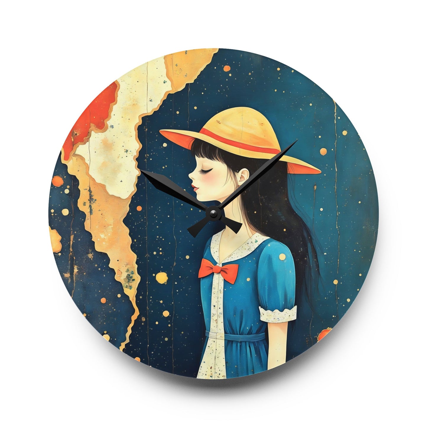 Medelaine with yellow hat Acrylic Wall Clock