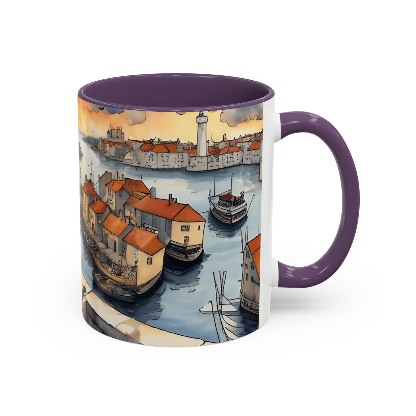 Girl with Black cat on a roof top Art-Themed Coffee Mug - 11 & 15oz Accent Mug for Musroom  Fsiry Lovers