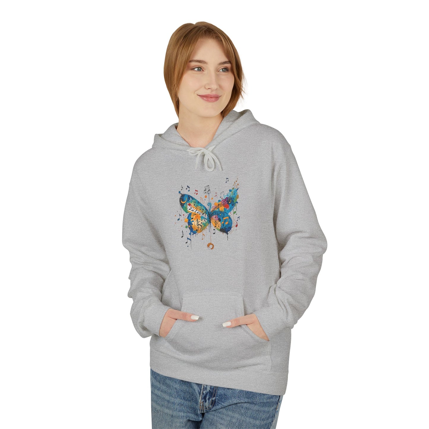 Colorful Butterfly Graphic Hoodie, Unisex Fleece Sweatshirt for Spring, Gifts for Nature Lovers, Unique Fashion for Everyday Wear, [...]