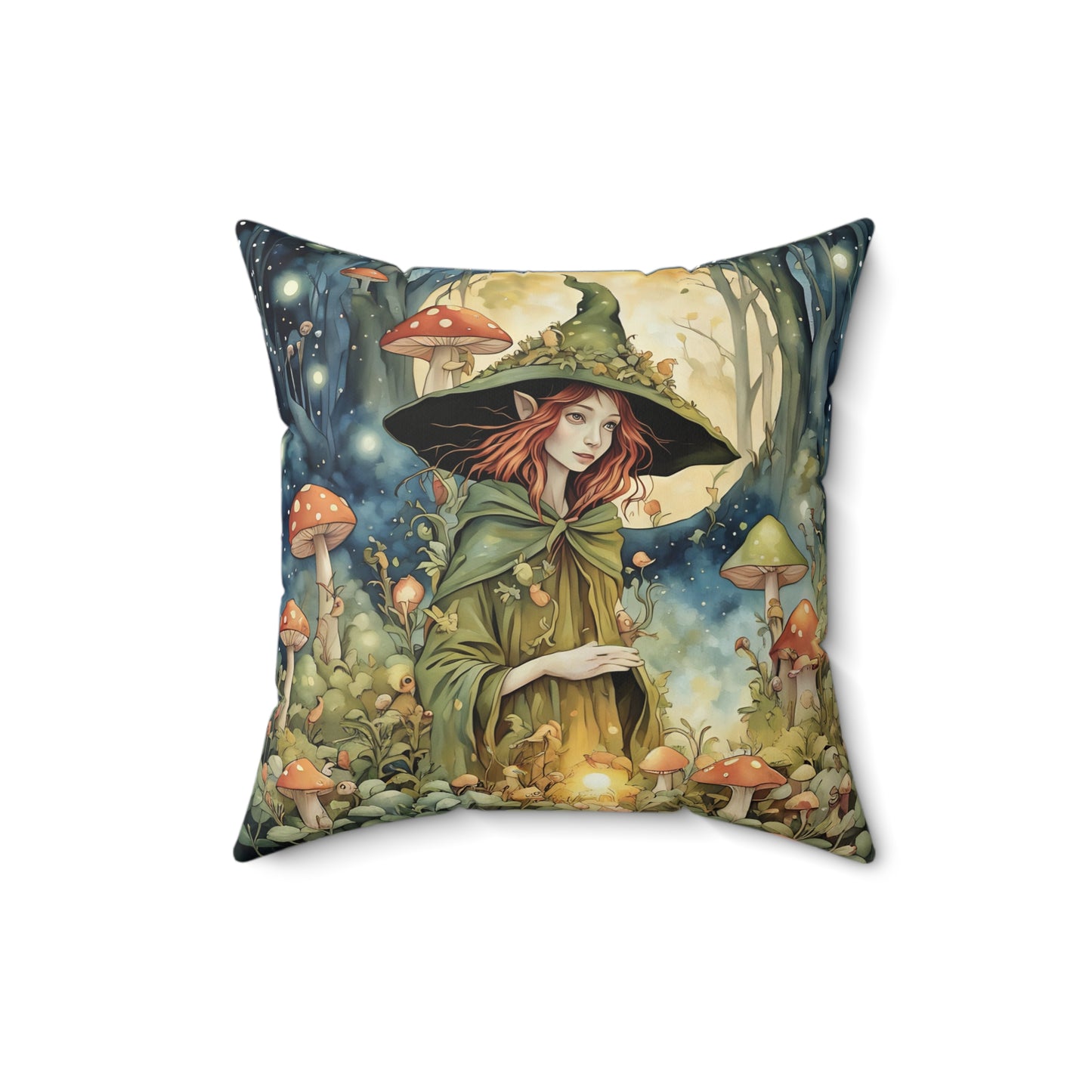 Forest Moon Fairy Square Pillow -  by Fairyhill Studio
