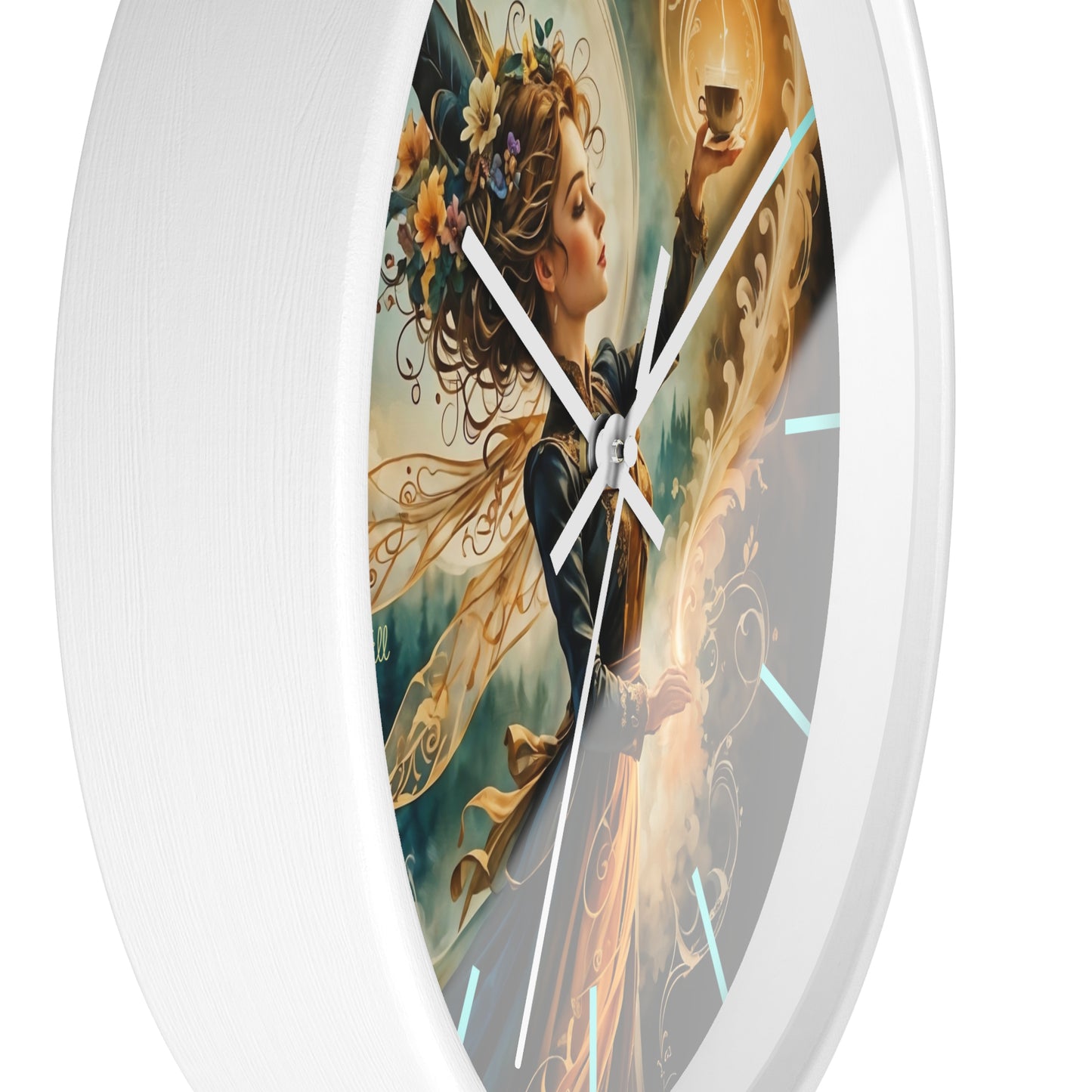 Fairy Coffee Wall Clock / Artistic Fairy Wall Clock, Fantasy Home Decor, Unique Gift for Her, Enchanted Timepiece, Decorative Clock for Living Room