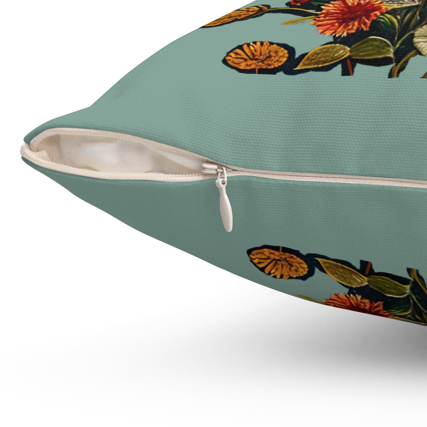 Square Pillow - Dragonflies on a Blue Pond with flowers Art by Fairyhill Studio