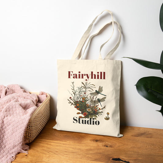 Colorful Dragonfly with flowers  Tote Bag, Eco-Friendly Canvas Bag, Reusable Shopping Bag, Artsy Gift for Nature Lovers, Stylish Handbag