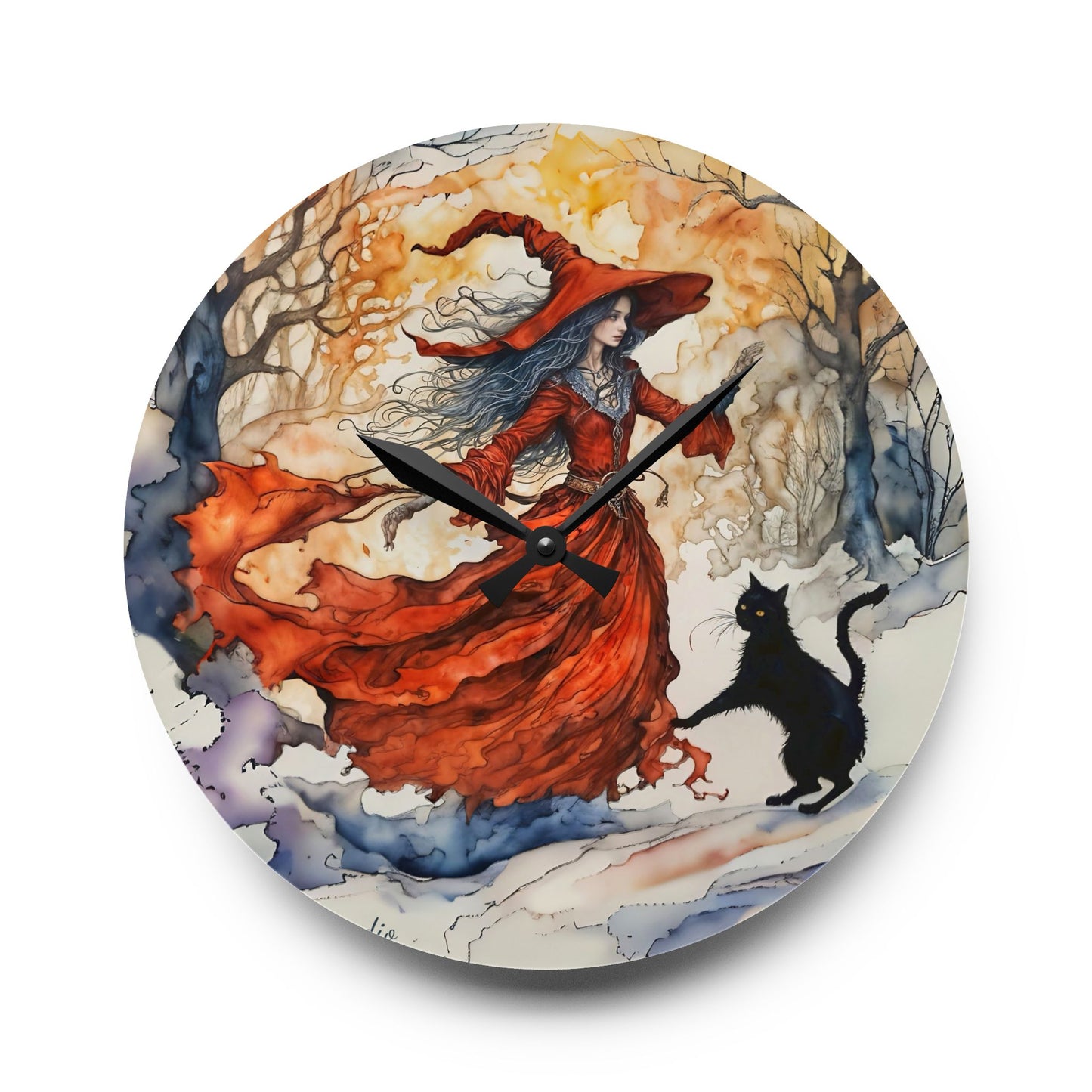Crimson witch - by Fairyhill Studio  Wall clock  Gift   Acrylic Wall Clock