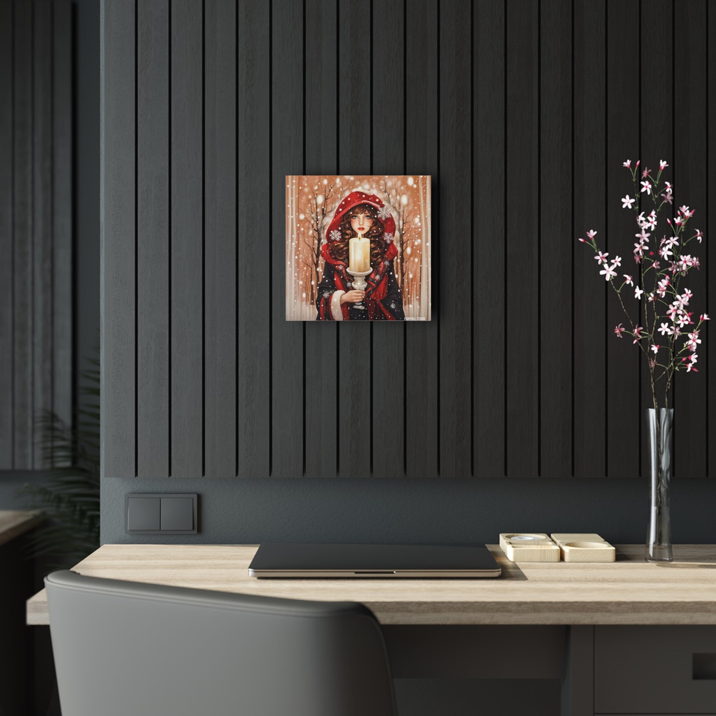 FairyHill Studio Christmas girl with candle  Inspirational  Art Acrylic Print -