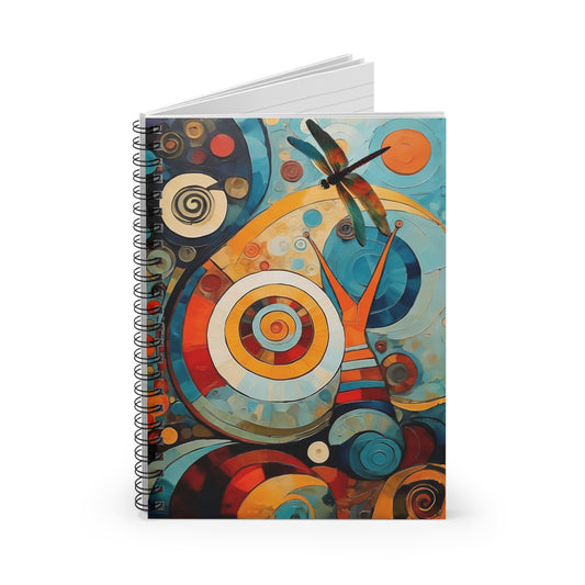 - Abstract Colorful Snail Dragonfly Circle Journal/notebook