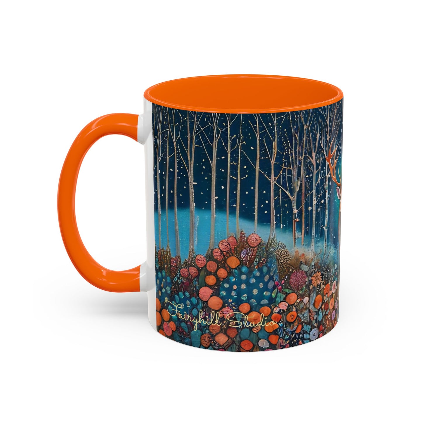 Mug - Boho Winter Deer in Snow Red Coffee Mug for the Holidays