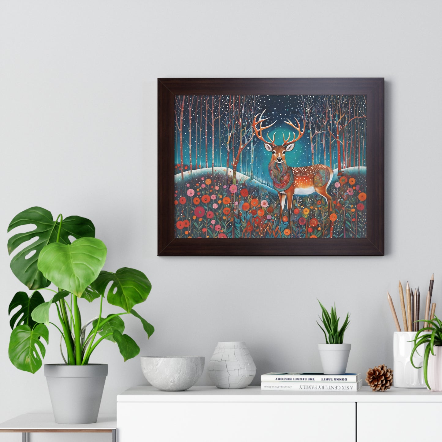 Framed Horizontal Magestic Deer  Poster Spiritual Rumi art Quote art by Fairyhill Studio