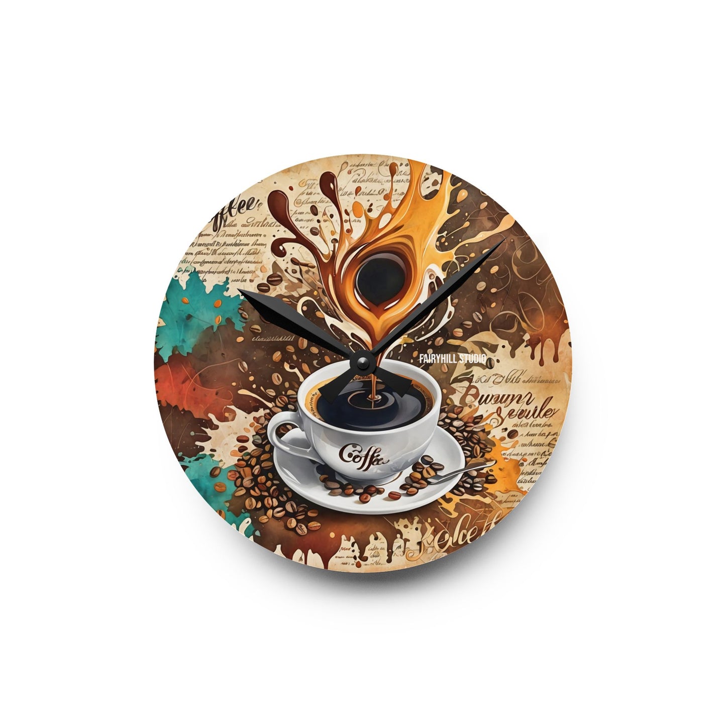 Acrylic Wall Clock  Morning Roast Coffee /Art