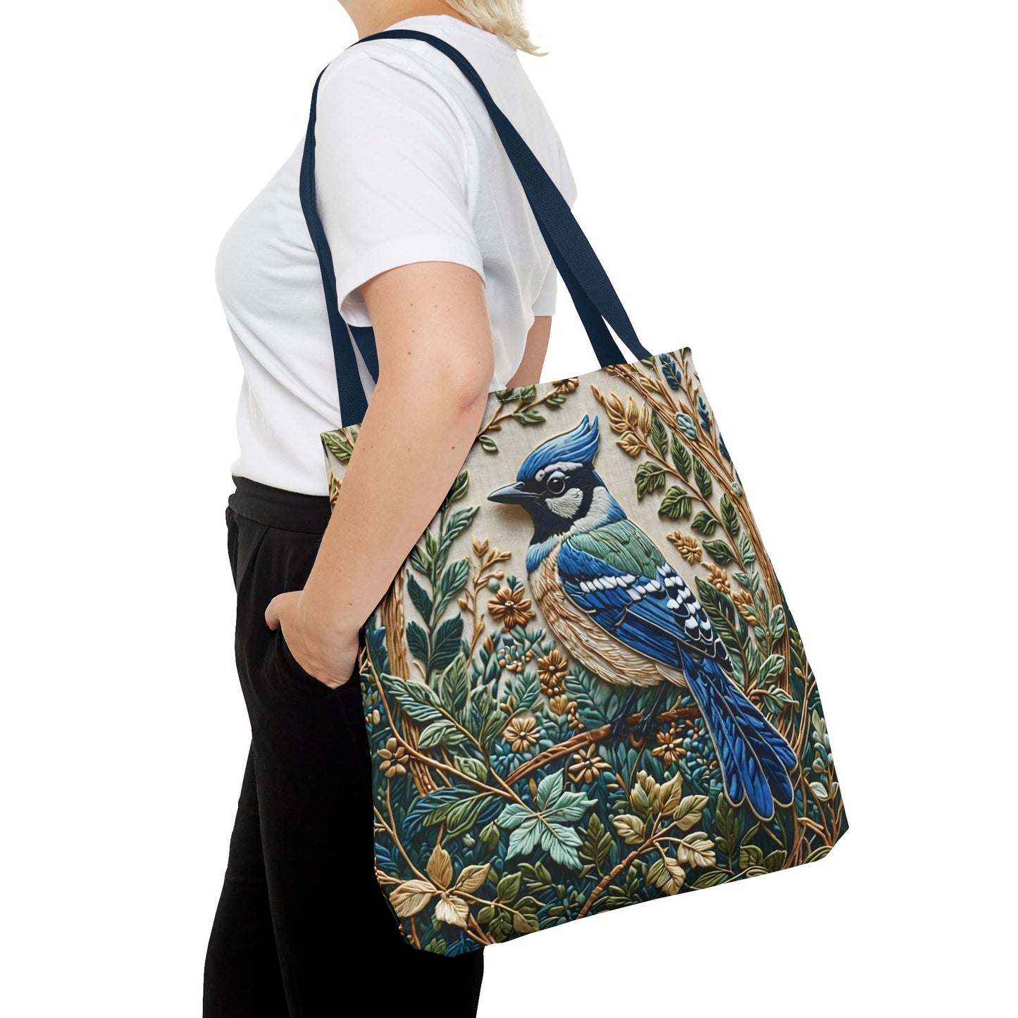 Designer Tote Bag - Blue Jay Bird William Morris Inspired | Eco-Friendly Shopping Bag