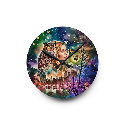 Acrylic Wall Clock -Owl Flaco Newyork/Art