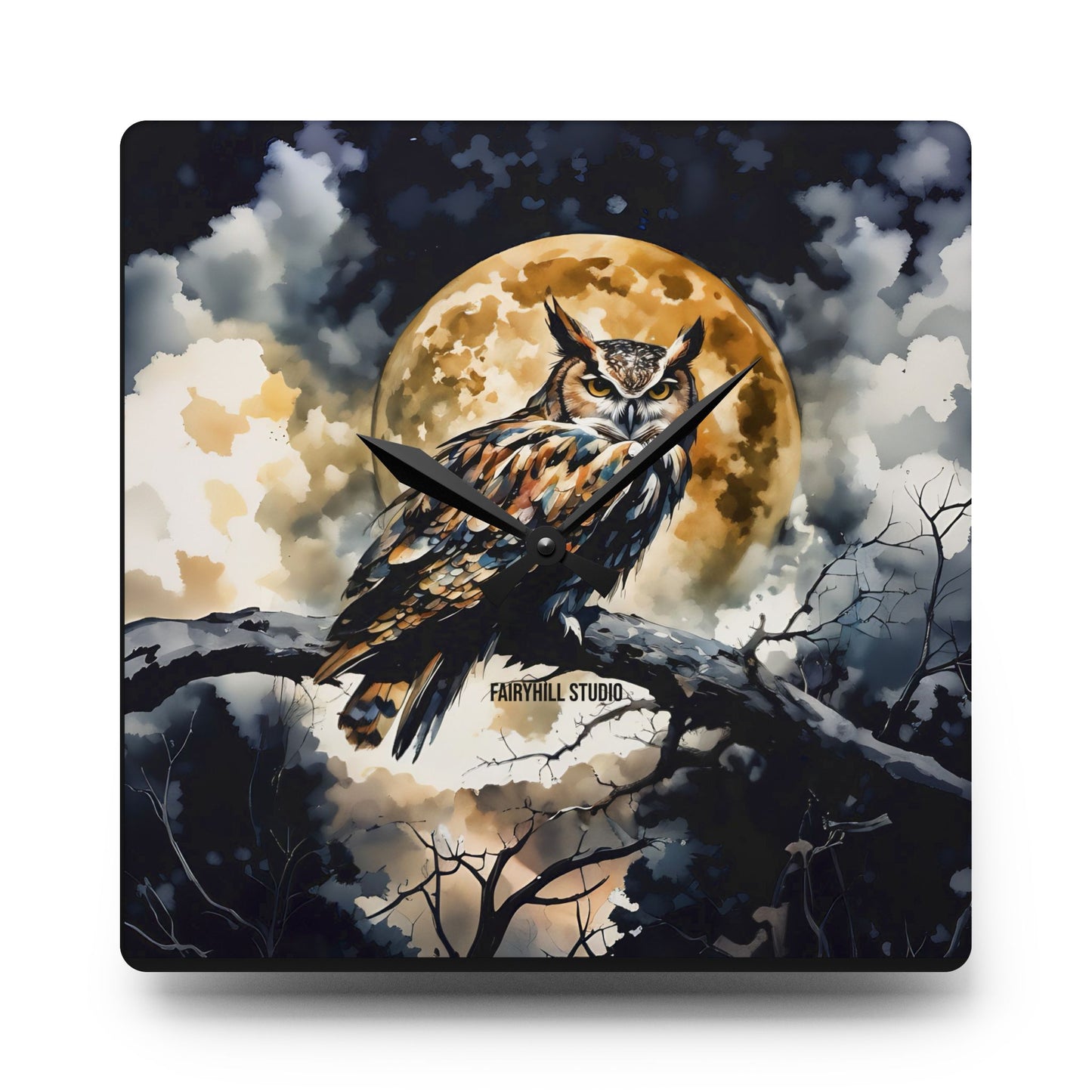 Acrylic Wall Clock Midnight Owl /Art