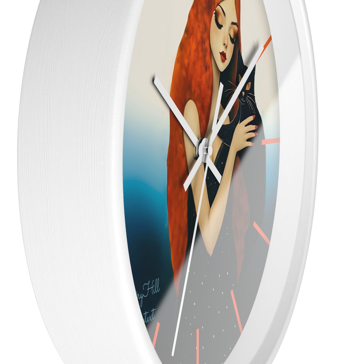 Whimsical Cat Embrace Wall Clock, Boho Home Decor, Cat Lover Gift, Cozy Living Room Accessory, Unique Cat Artwork