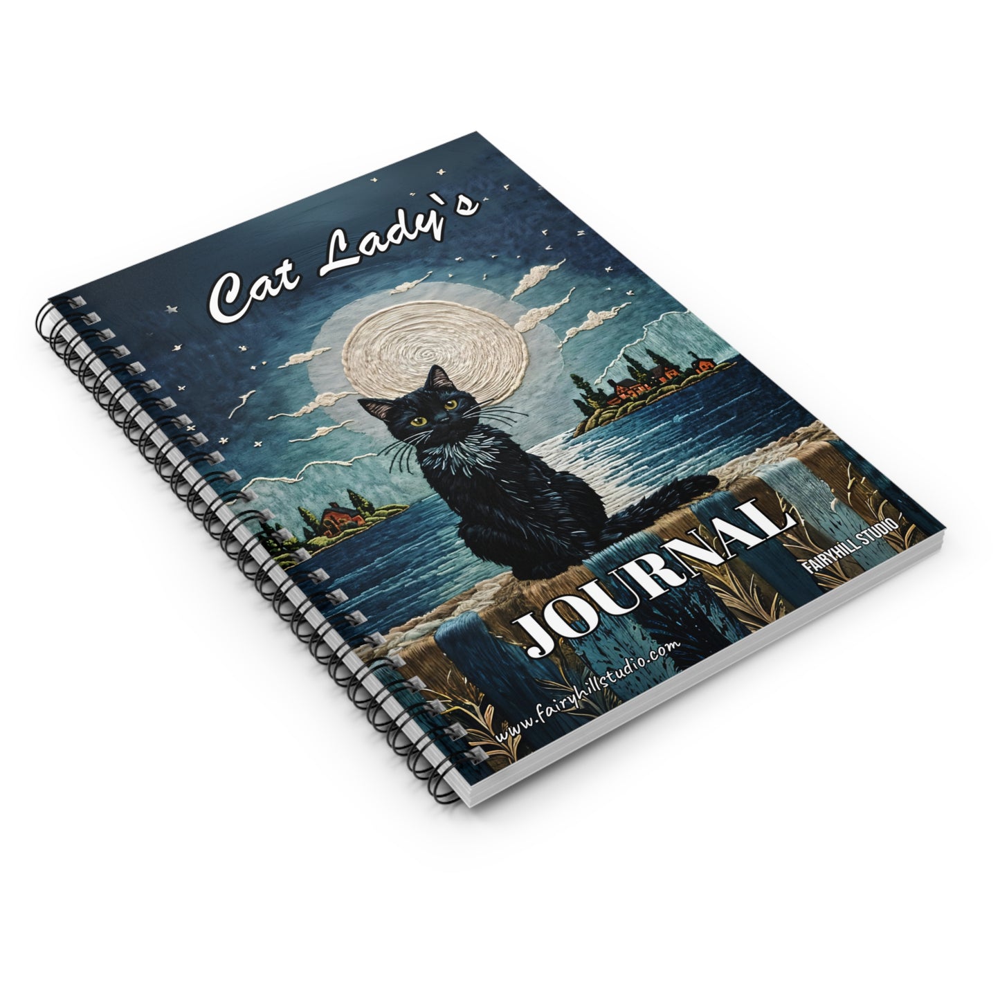 Black Cat Lady Journal  Spiral Notebook - Ruled Line