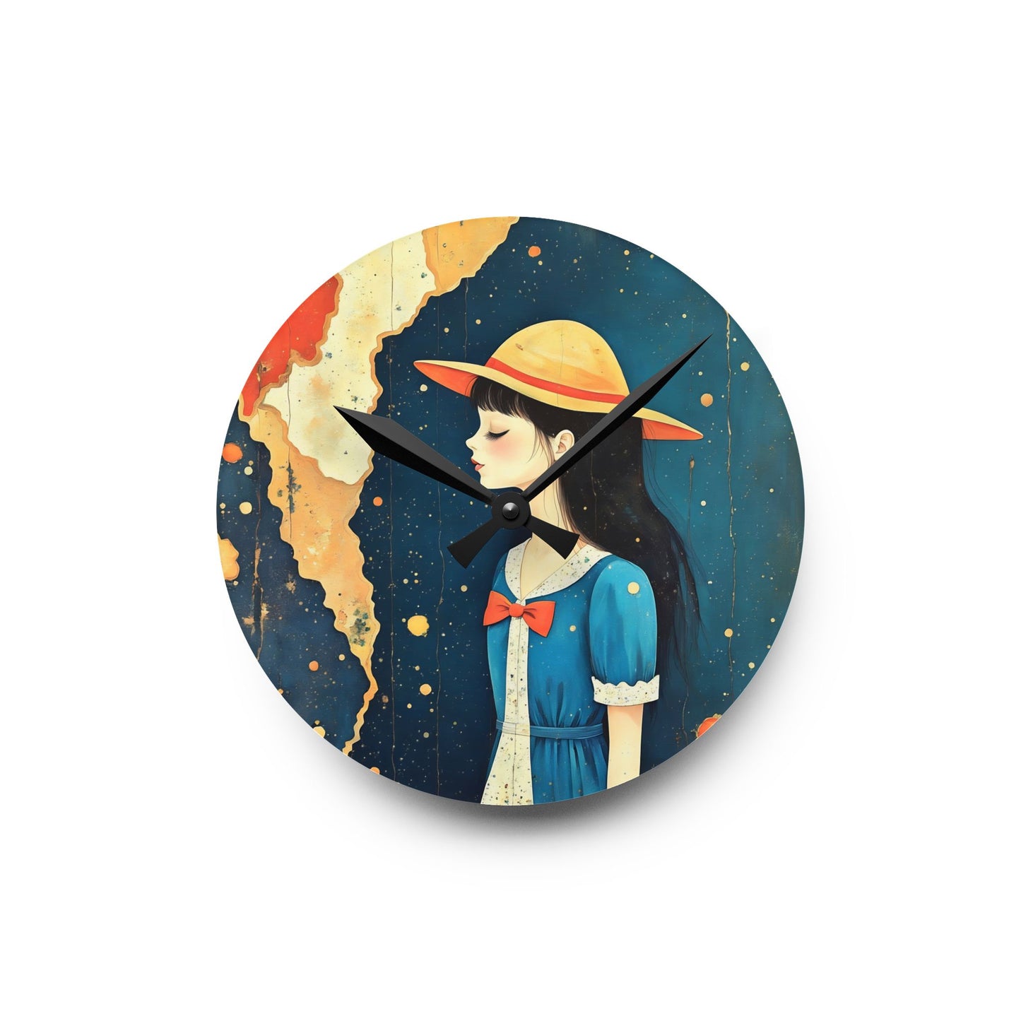 Medelaine with yellow hat Acrylic Wall Clock