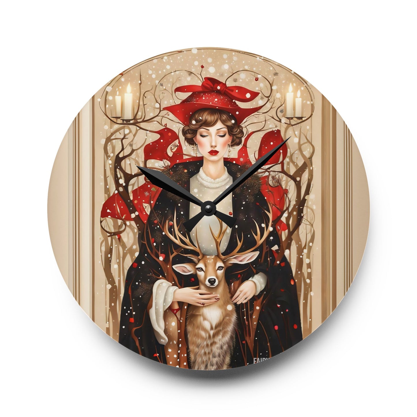 Acrylic Wall Clock - Winter Deer