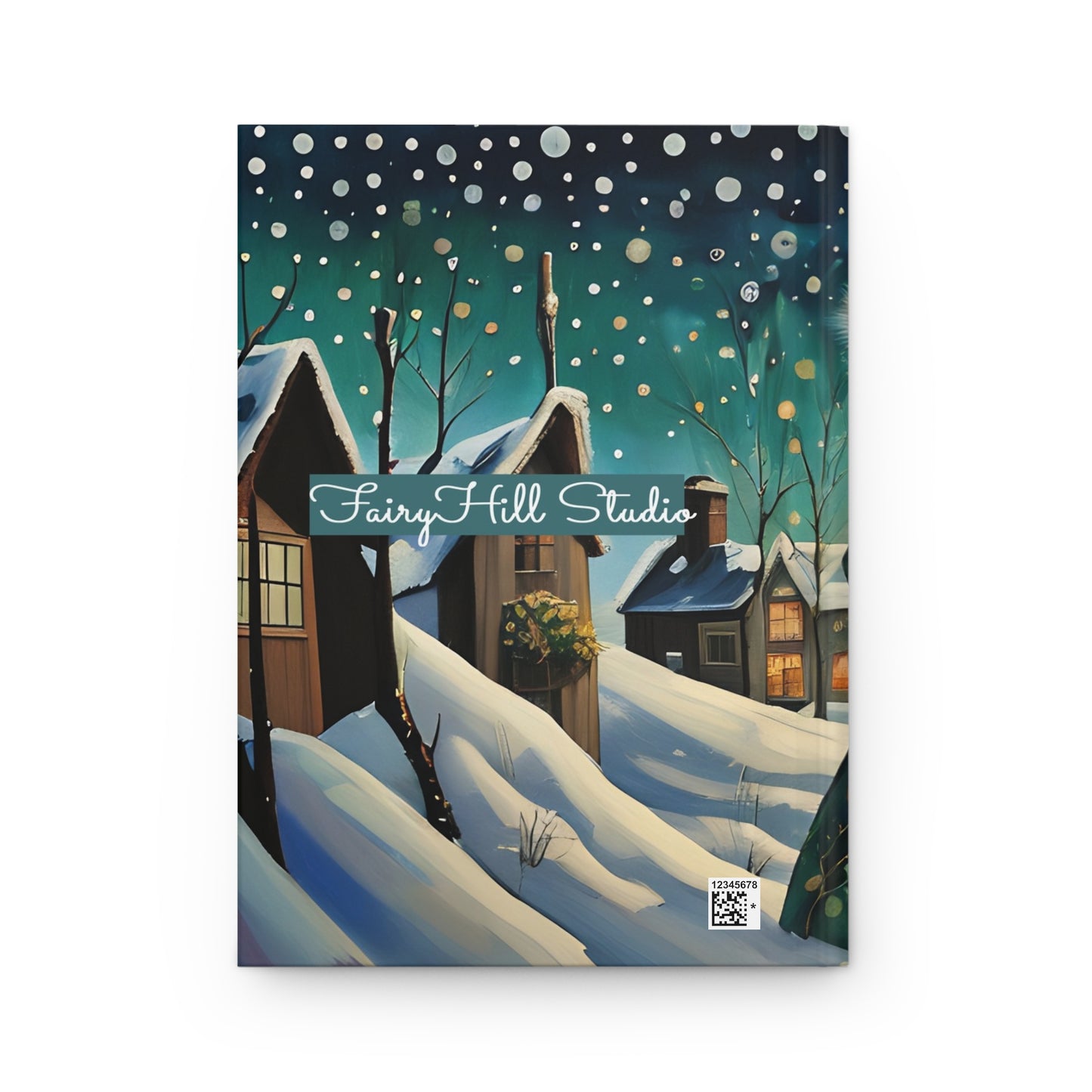 Hardcover Journal Matte - Christmas Gift Art featuring 2 Children in Snow by Fairyhill Studio