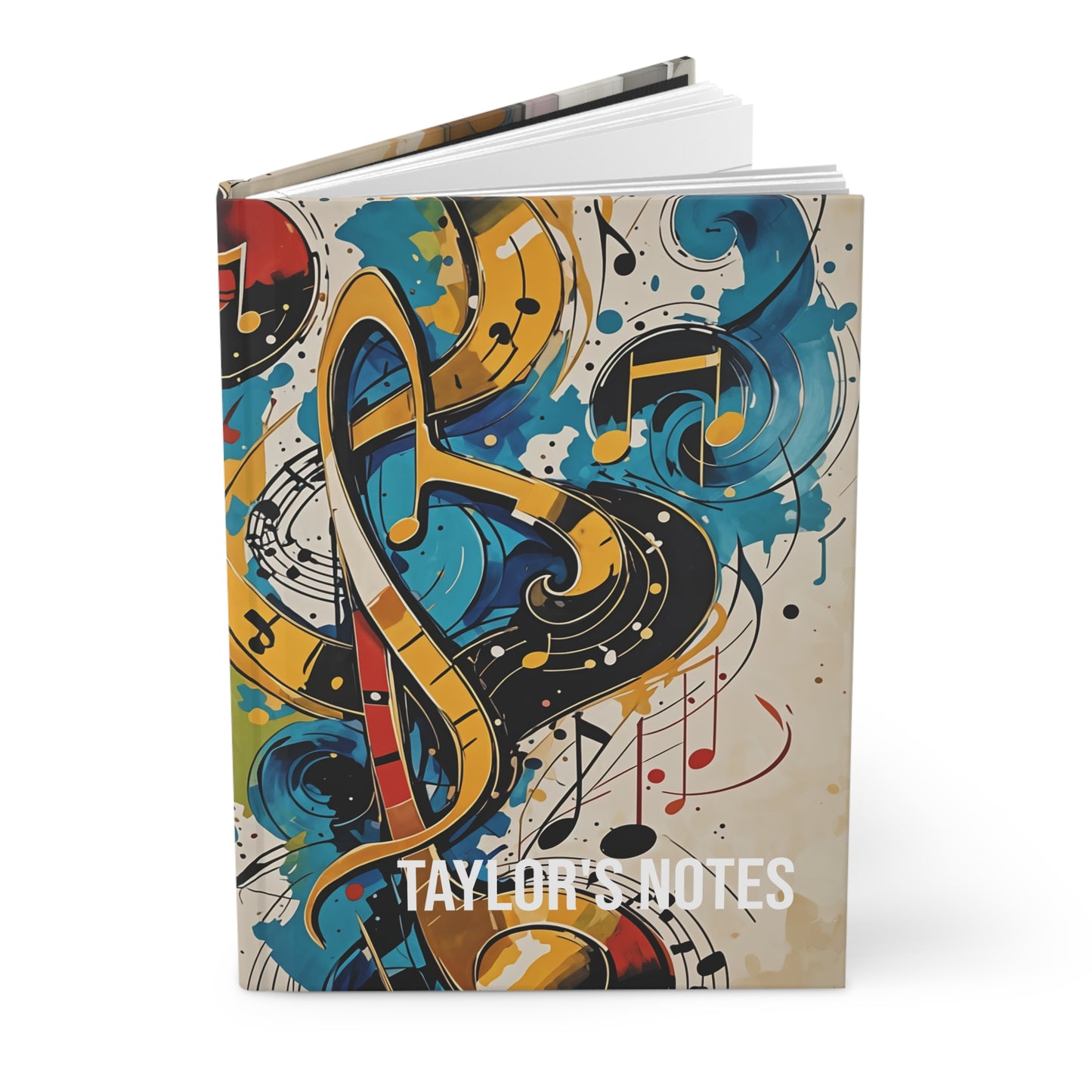 Hardcover Journal Matte Abstract Music Notes Art
