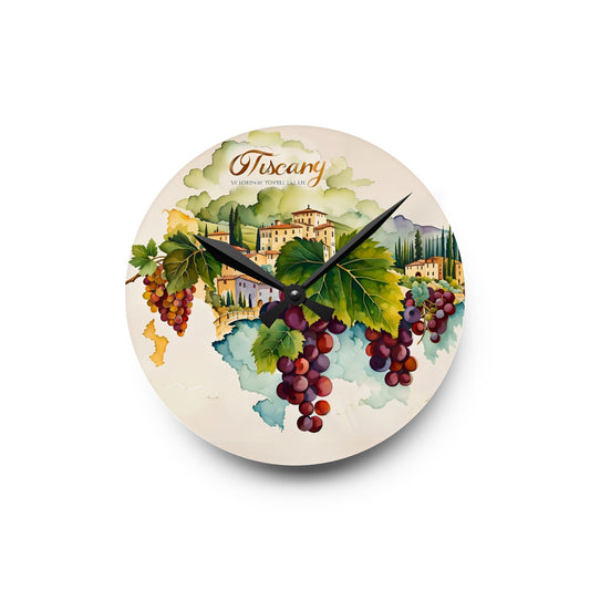 Grapes Watercolor Acrylic Wall Clock