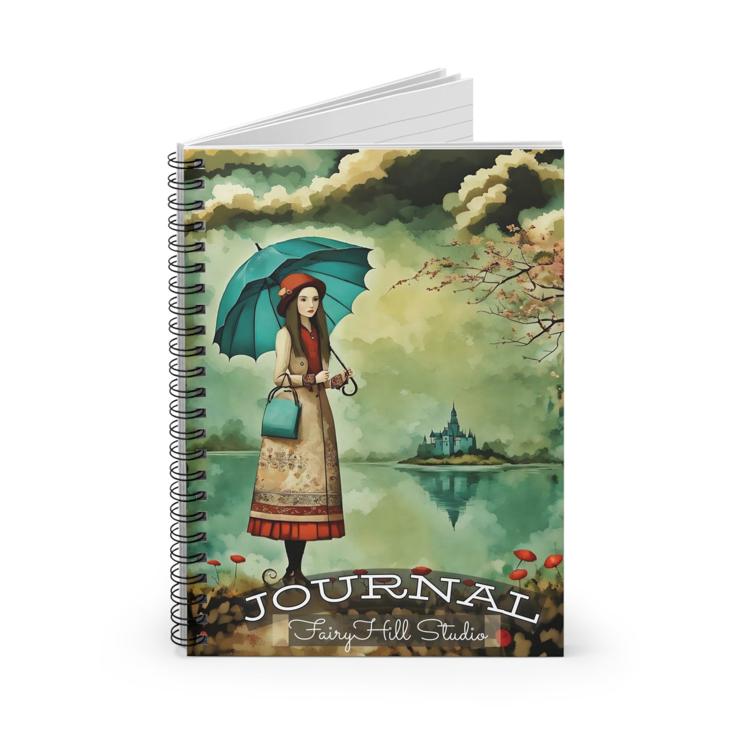Spiral Notebook - Girl with Blue Umbrella