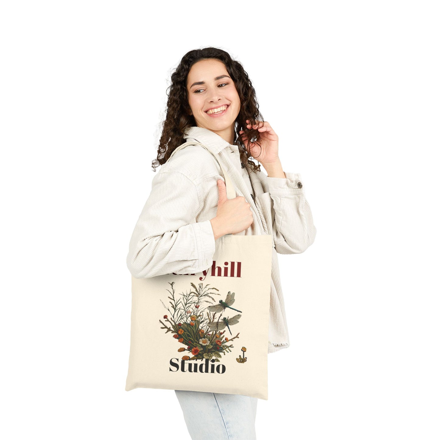 Colorful Dragonfly with flowers  Tote Bag, Eco-Friendly Canvas Bag, Reusable Shopping Bag, Artsy Gift for Nature Lovers, Stylish Handbag
