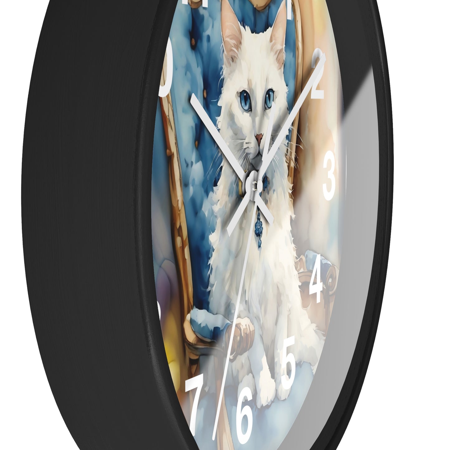 White Cat Lovers Wall Clock