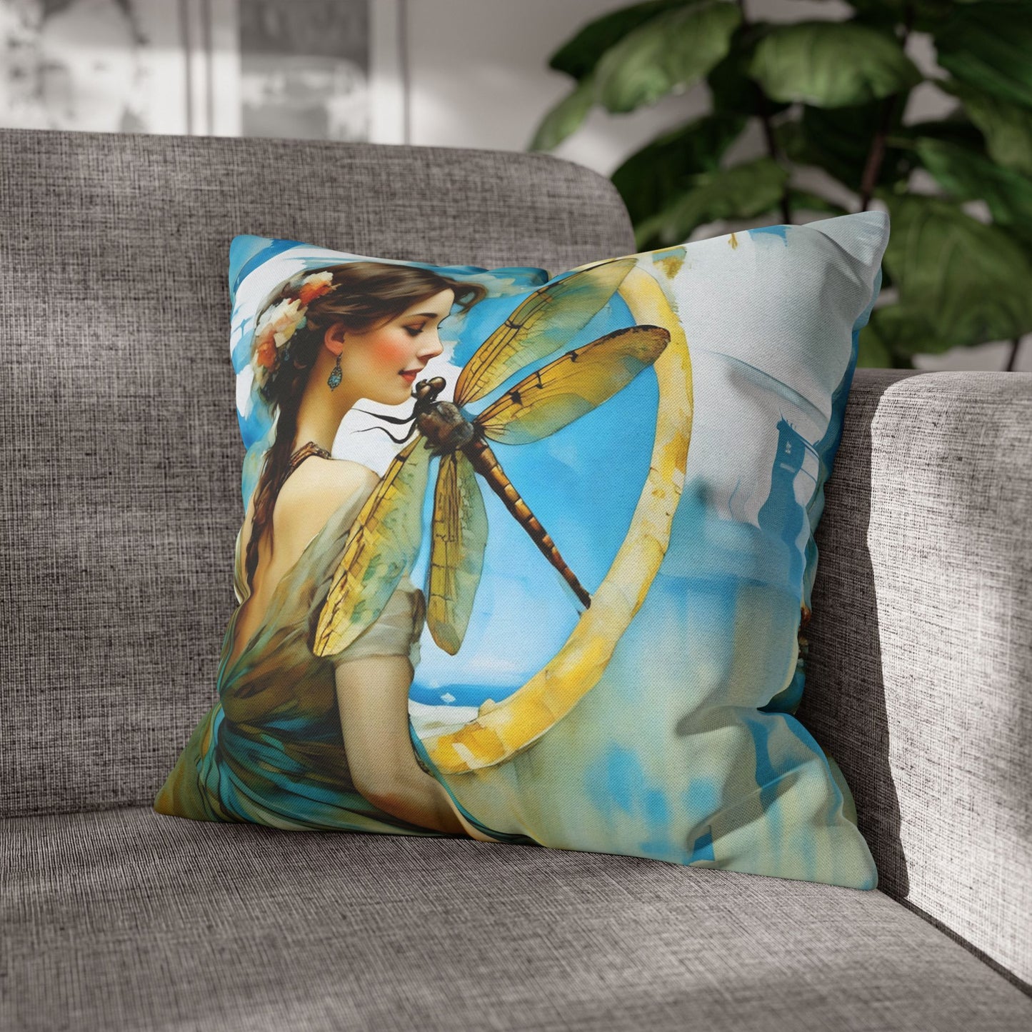 Elegant Dragonfly Art Pillowcase | Decorative Cushion Cover, Home Decor, Gift Idea, Bohemian Style, Christmas Decoration