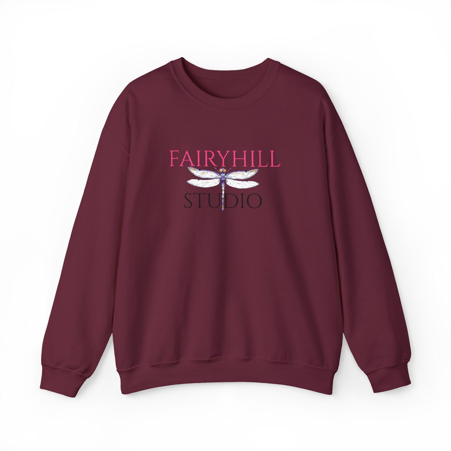 Fairyhill Studio Crewneck Sweatshirt — White Graphic Logo Pullover