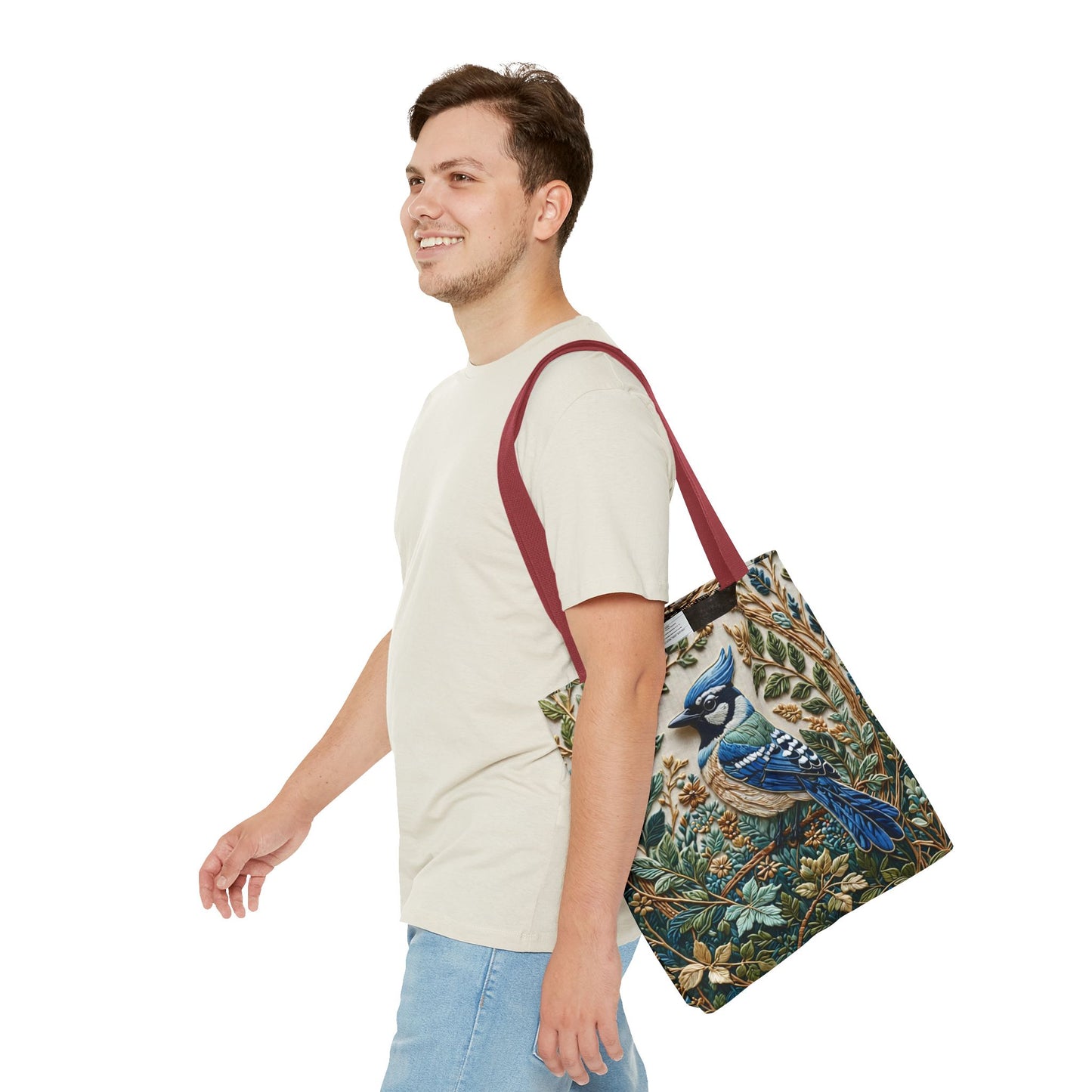 Designer Tote Bag - Blue Jay Bird William Morris Inspired | Eco-Friendly Shopping Bag