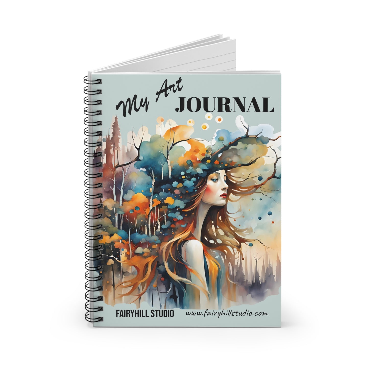 Fairy Hill Studio Woman with hat  My Art Journal, Spiral Notebook - Ruled Line