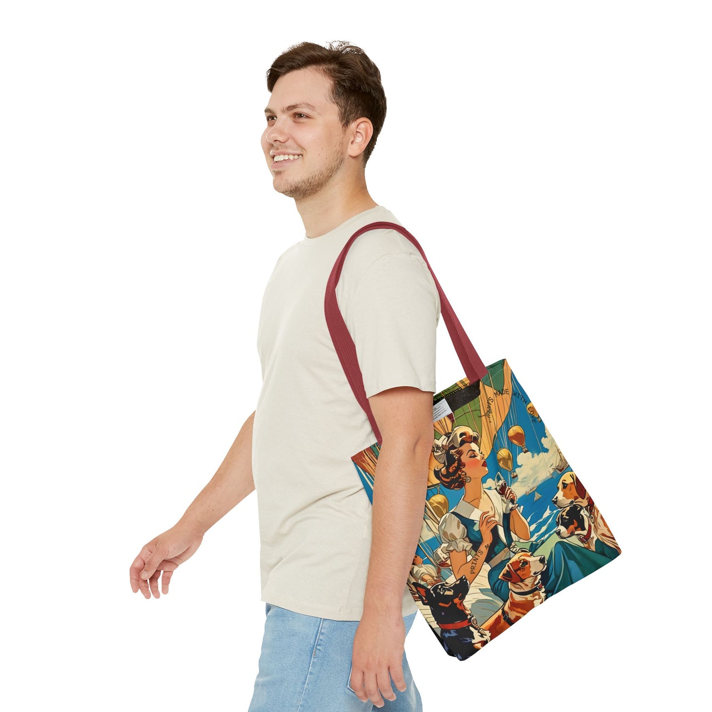 Vintage Hot Air Balloon Dog Lover Tote Bag
