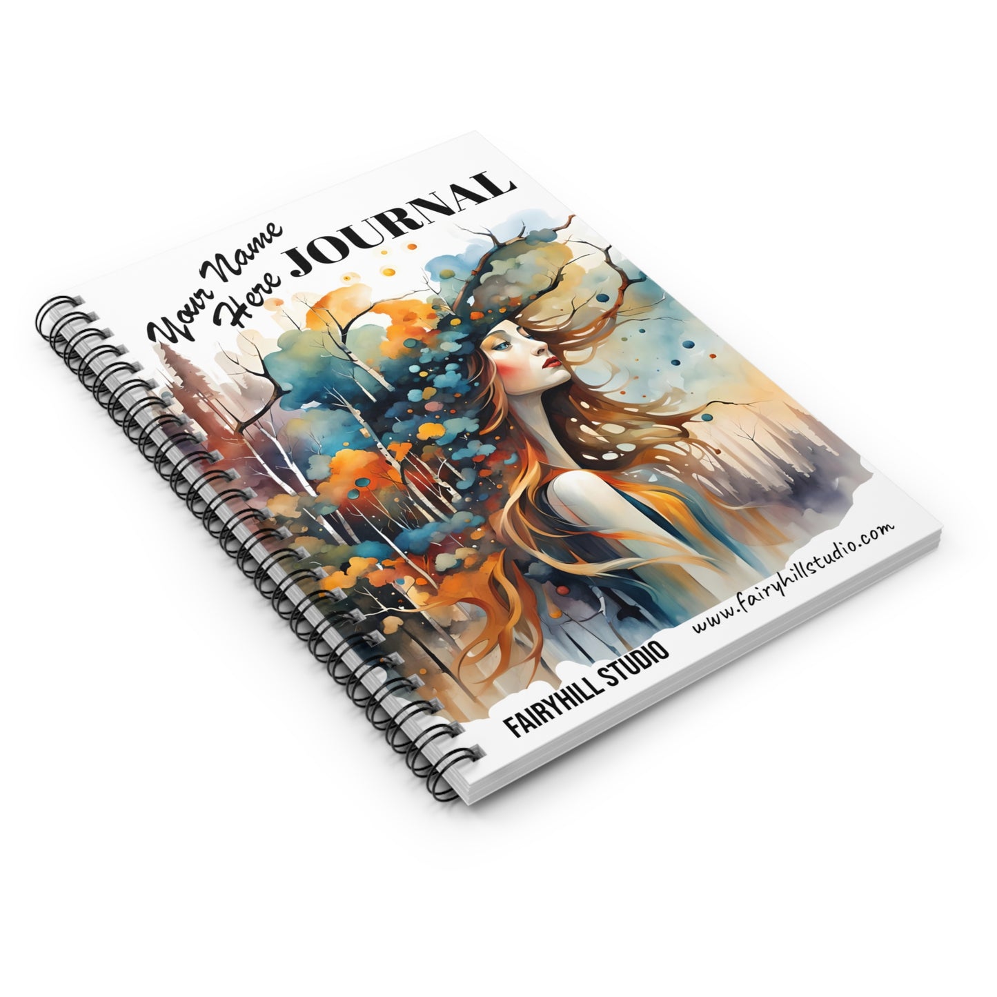 Fairy Hill Studio Woman with hat  Personalized Journal Gift notebook Your name Art Journal, Spiral Notebook - Ruled Line