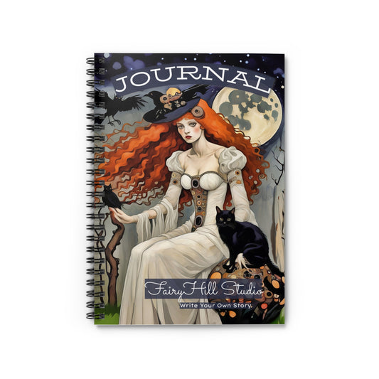 Spiral Notebook - Halloween Witch & Black Cat