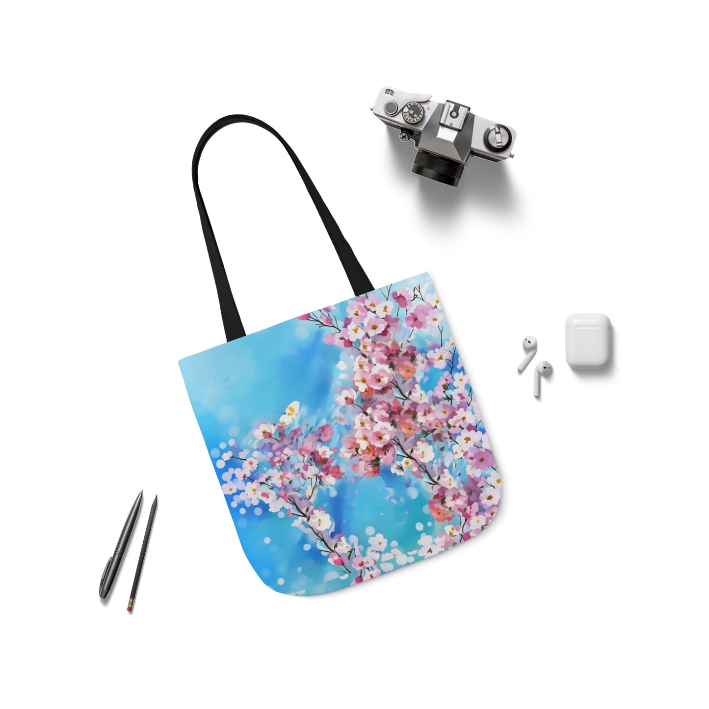 Colorful FairyHill Studio Sakura flowers Canvas Tote Bag - Perfect for Beach Days, Eco-Friendly Shopping, and Summer Fun!
