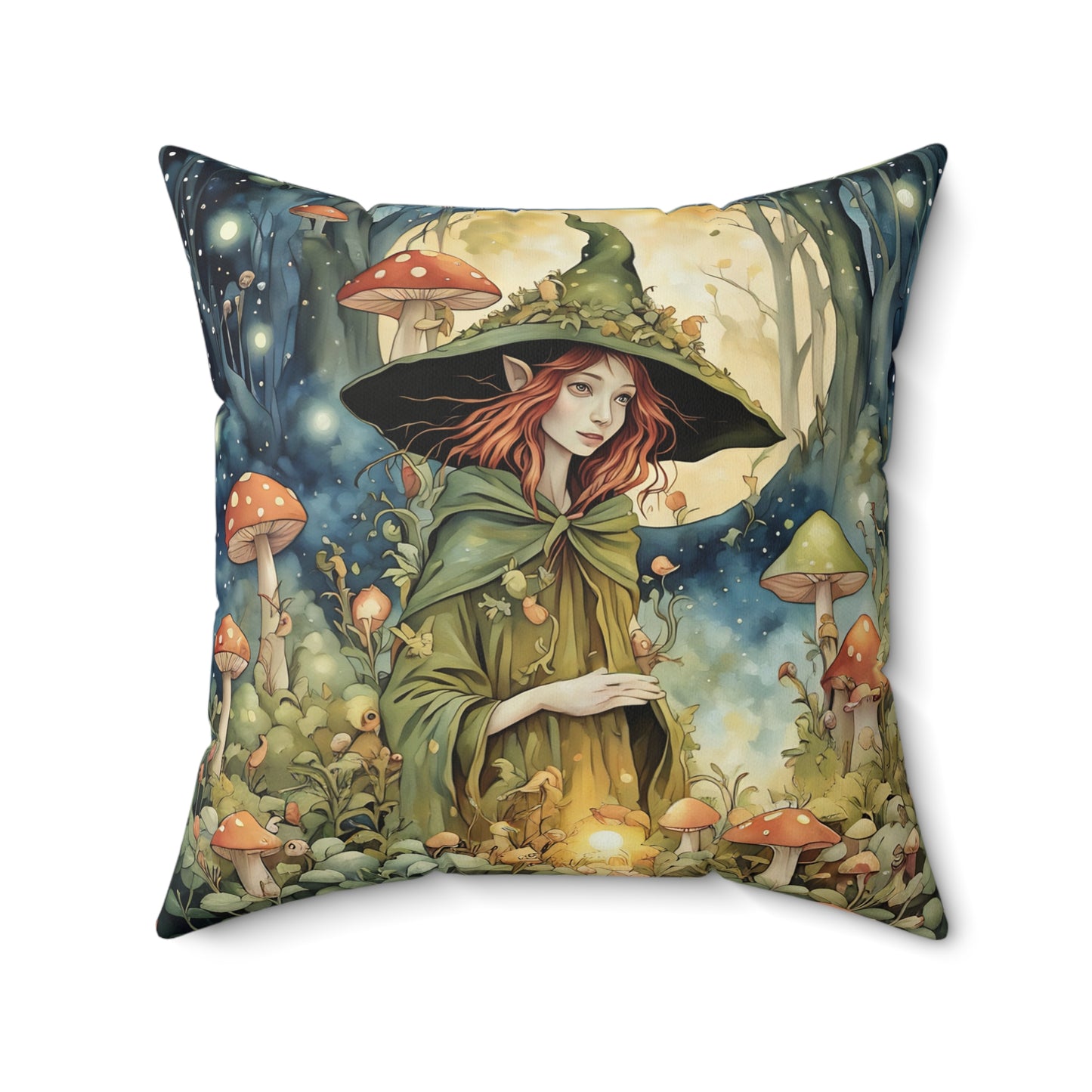 Forest Moon Fairy Square Pillow -  by Fairyhill Studio