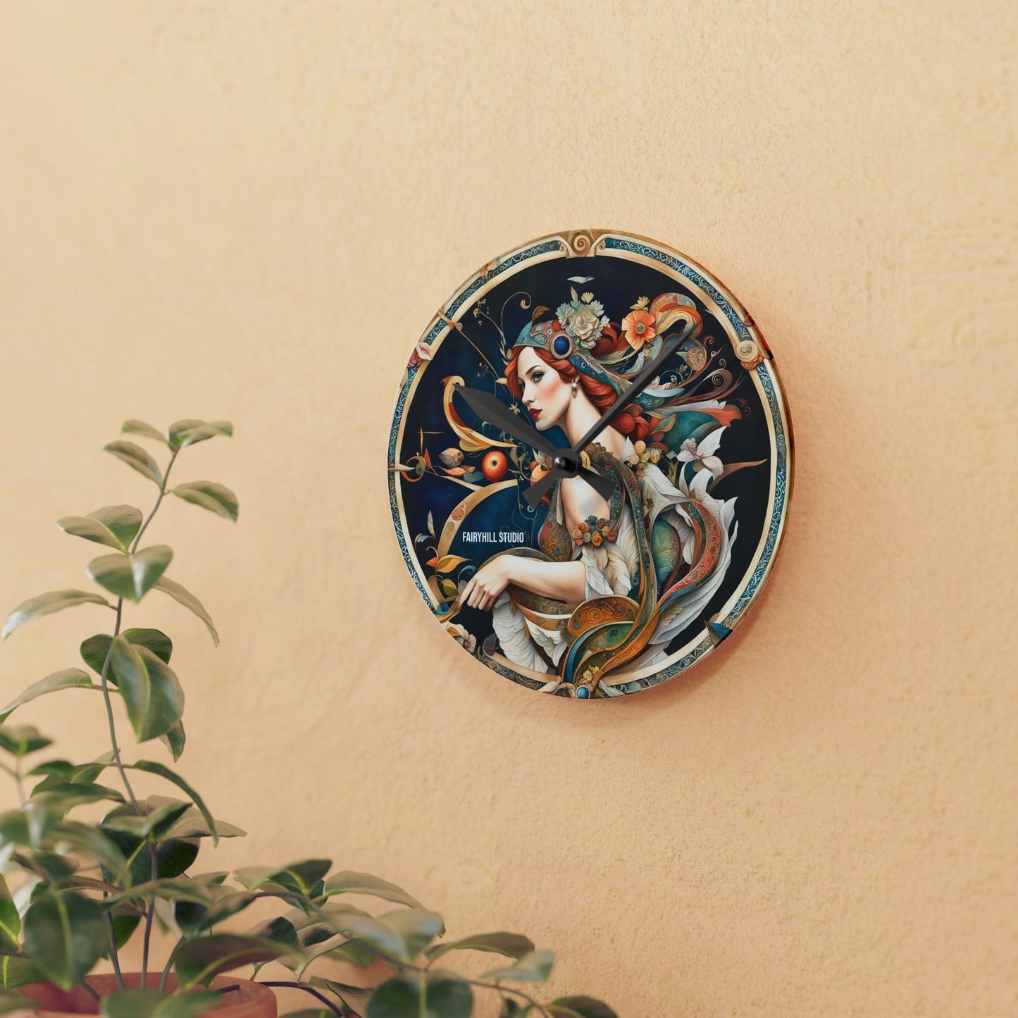 Sagittarius Acrylic Wall Clock - Horoscope/Art Featuring Archer Girl