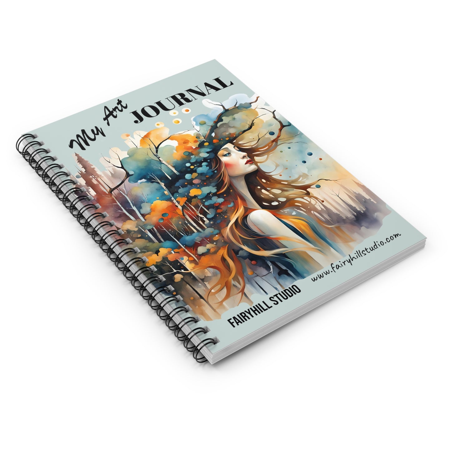 Fairy Hill Studio Woman with hat  My Art Journal, Spiral Notebook - Ruled Line