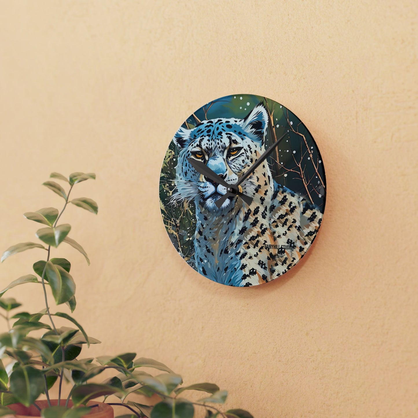Acrylic Wall Clock Snow Tiger Paradise/Art