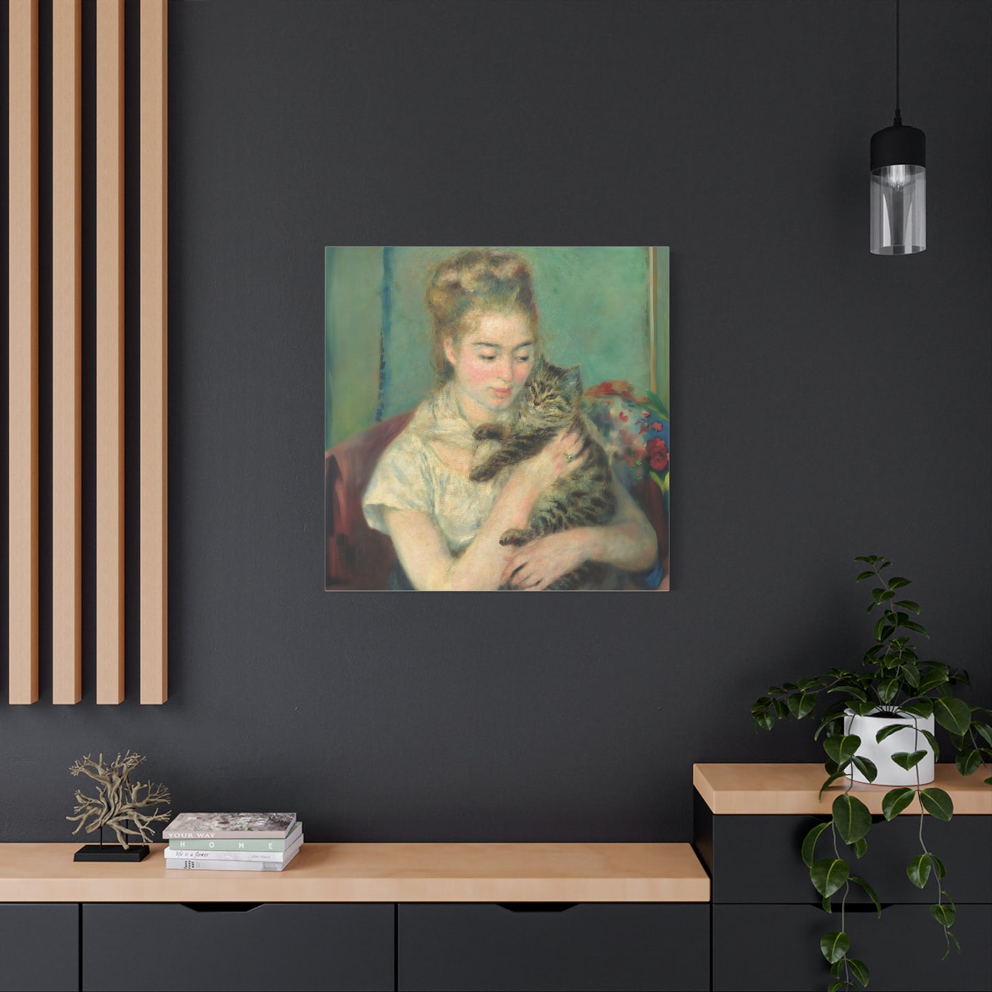 Canvas Art -   Woman with a Cat by Auguste Renoir
