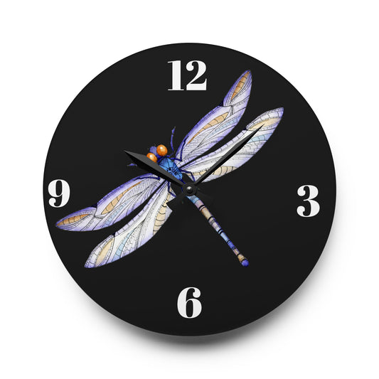 Acrylic Wall Clock Dragonfly Decor