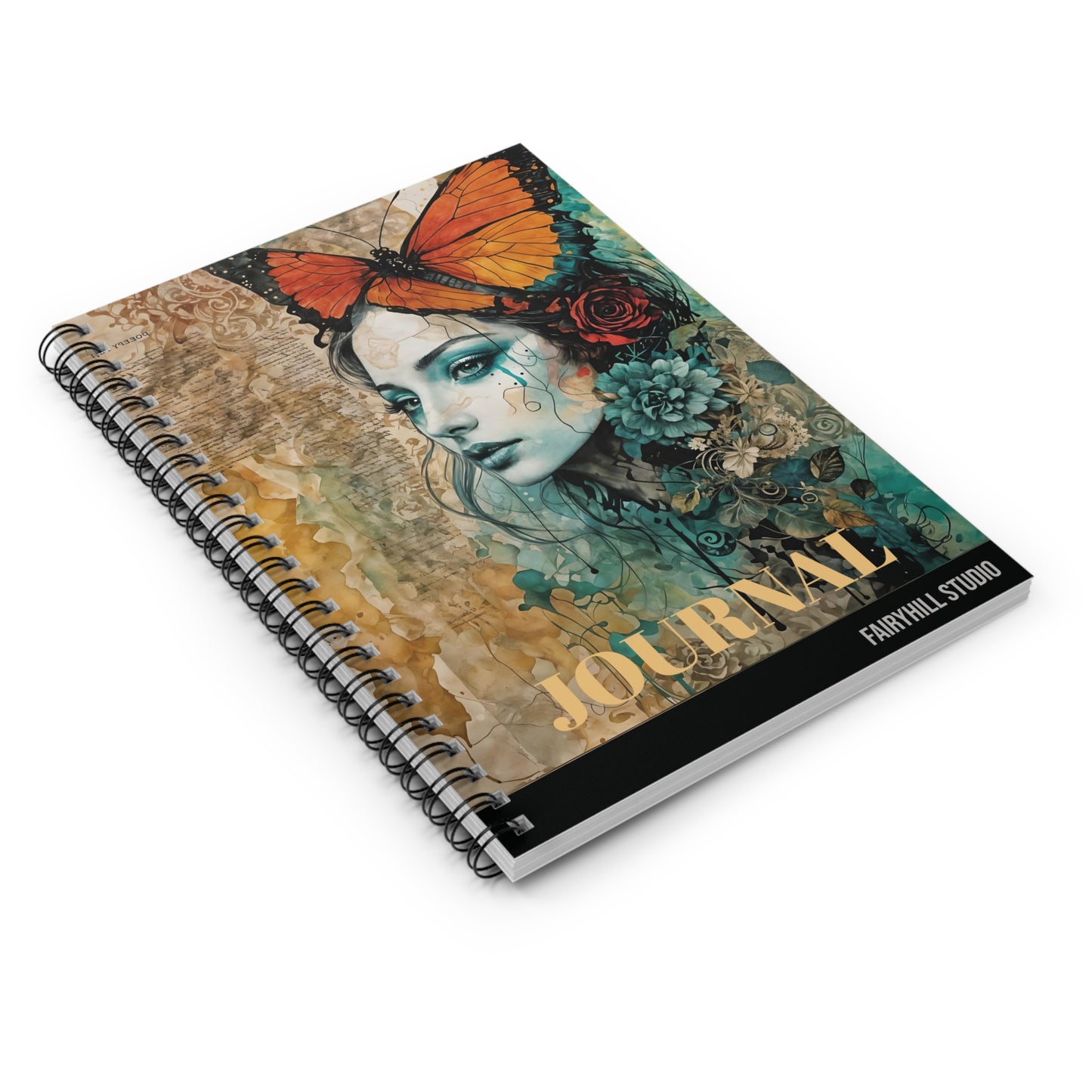 Personalized Girl with a Butterfly Journal - Spiral Notebook