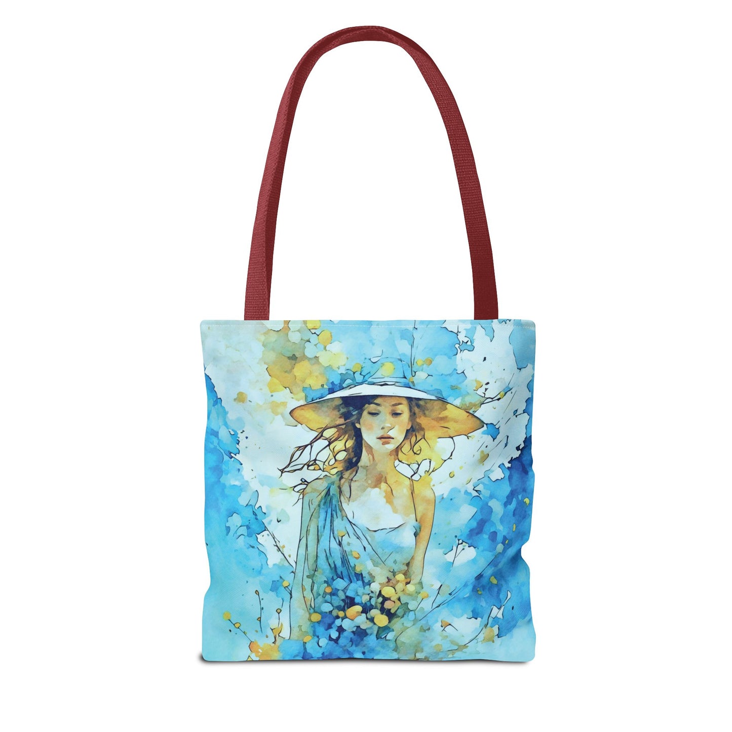 Tote Bag - Blue Summer Art Girl in Blue Dress and Hat