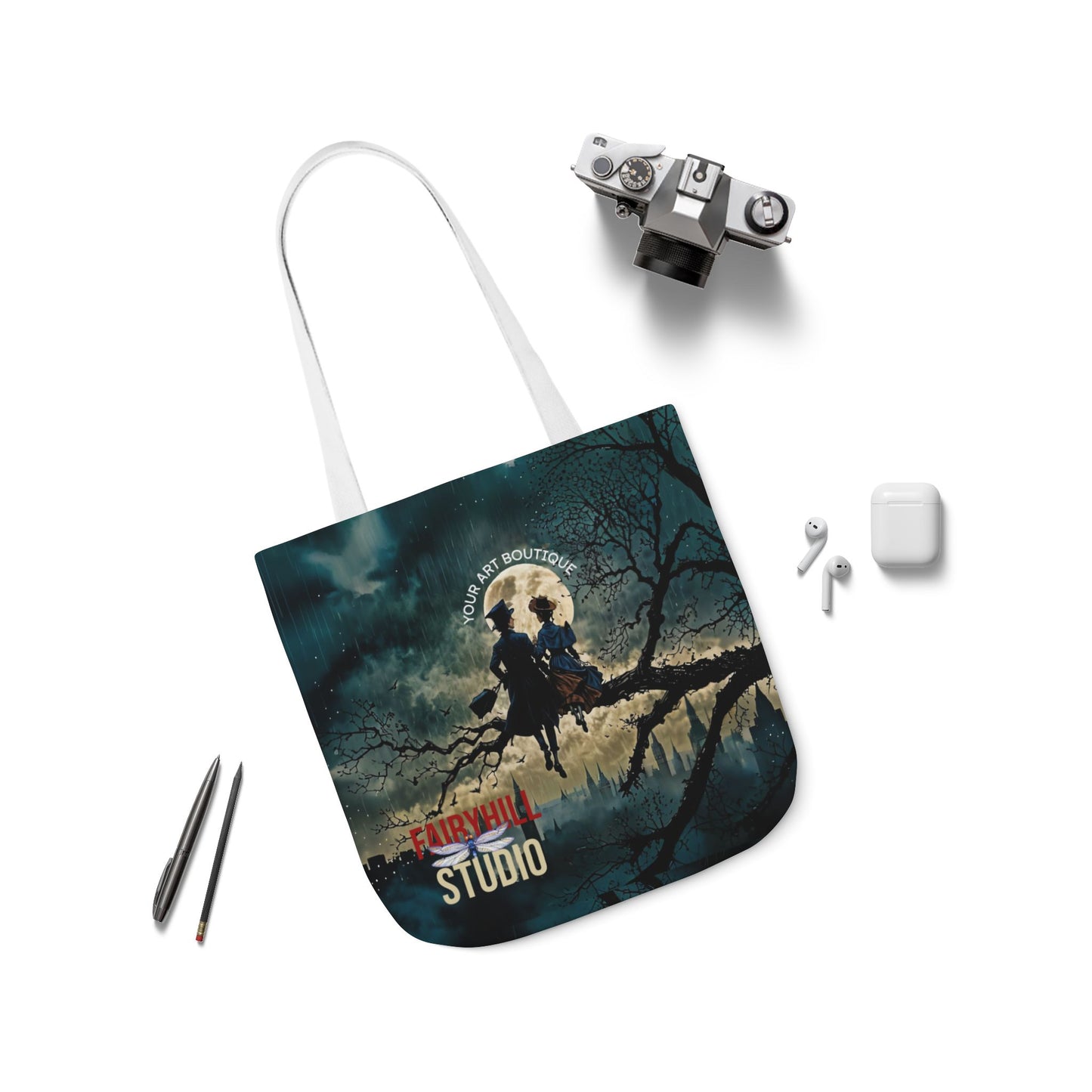 London moon under Rain Canvas Tote Bag - Perfect for Beach Days, Eco-Friendly Shopping, and Summer Fun!