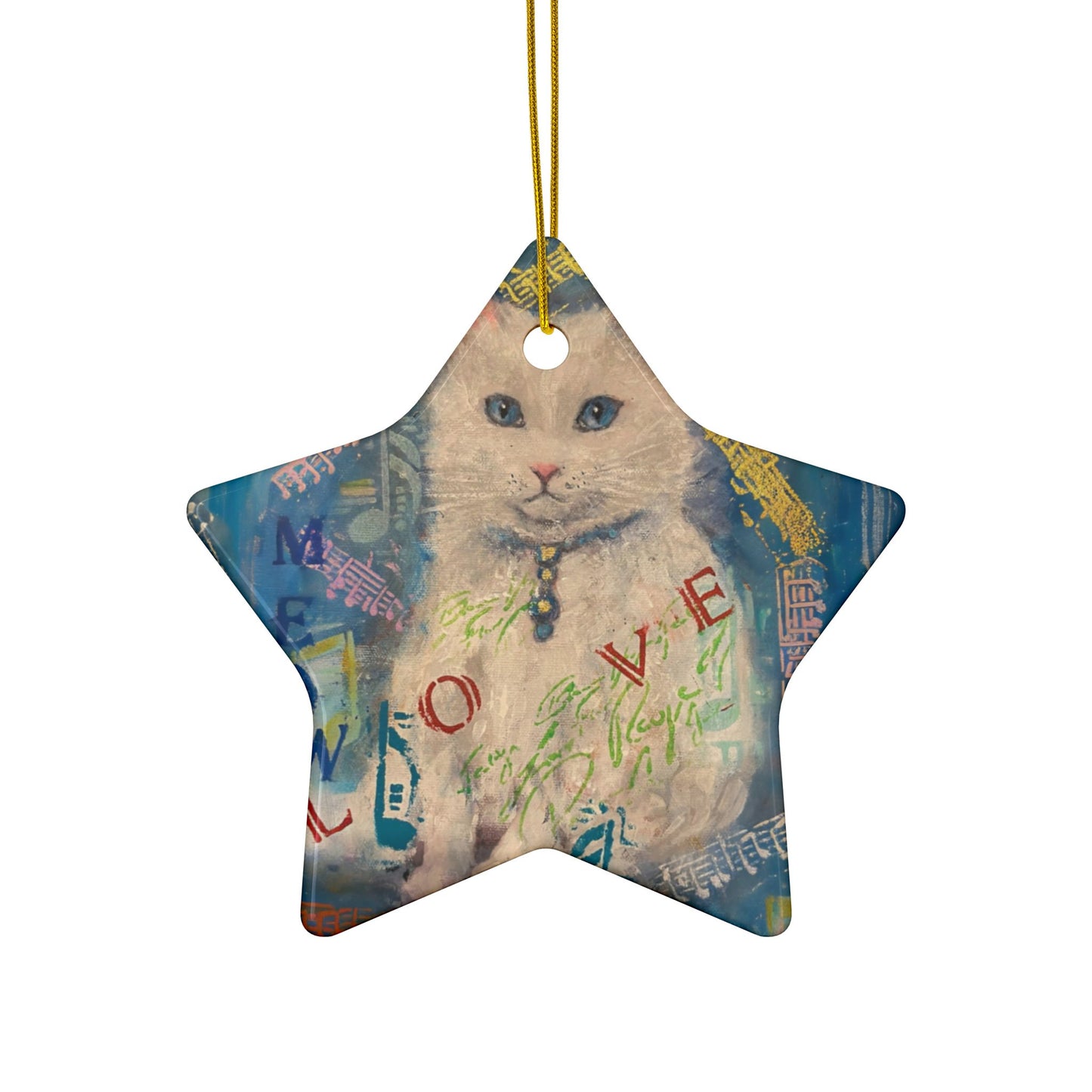 Ceramic Ornaments, Snowy Cat, 2-Side Print