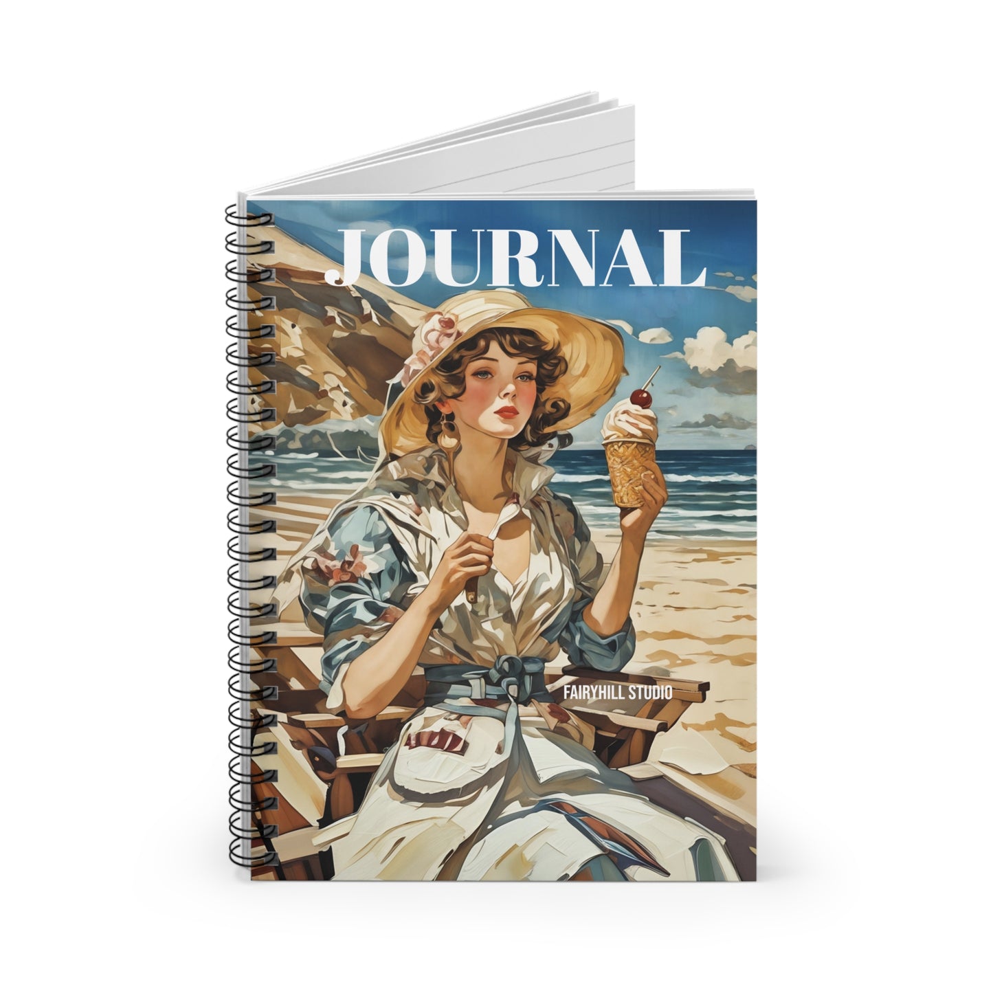 Spiral Notebook - Vintage model with an icecream/ Art Design