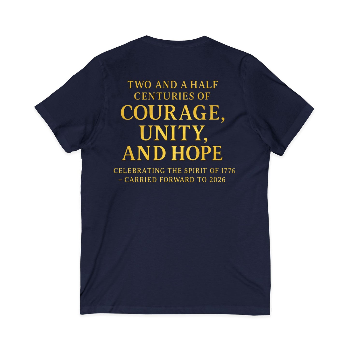 Freedom 1776–2026 Patriotic V-Neck Tee — Eagle, Flag & Liberty Bell 250th Anniversary