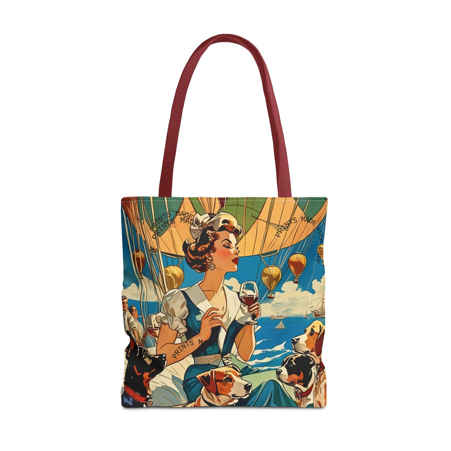 Vintage Hot Air Balloon Dog Lover Tote Bag