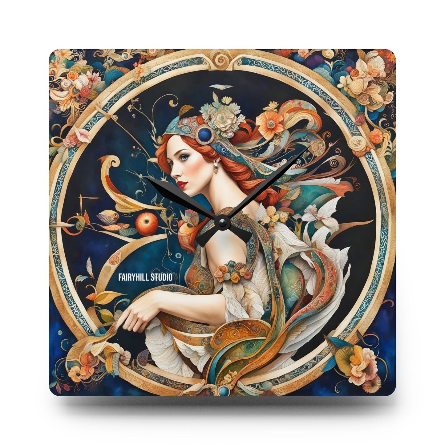Sagittarius Acrylic Wall Clock - Horoscope/Art Featuring Archer Girl